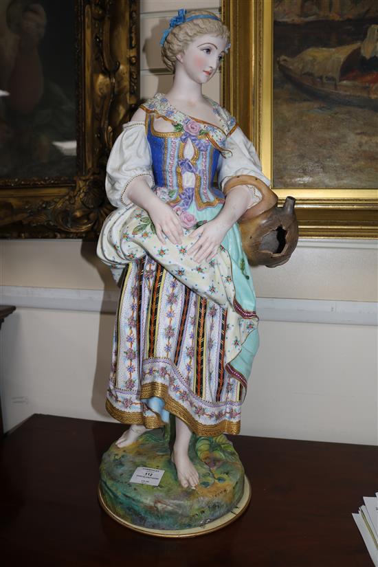 A large French coloured biscuit porcelain figure